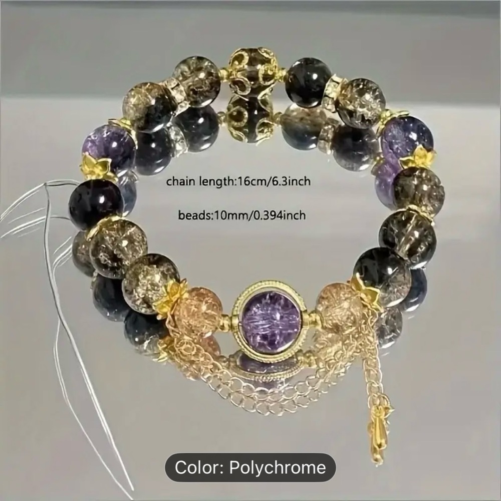 Elegant Gold and Purple Beaded Bracelet